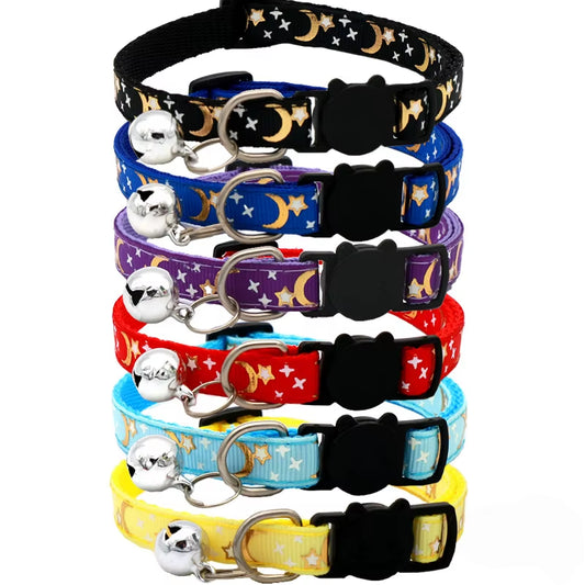 Adjustable Starry Moon Collar With Safety Bell For Dogs & Cats
