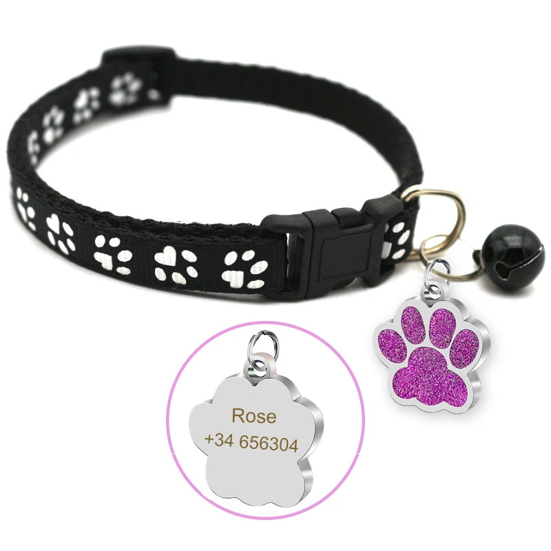 Custom Dog Collar with Name Tag & Bell – Personalized Pet ID Pendant