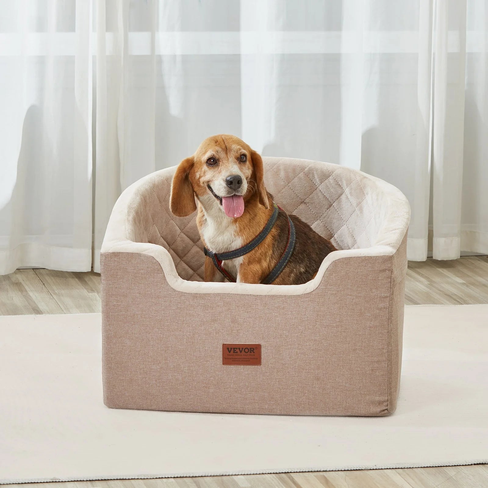Dog Booster Car Seat Pet Car Seat for Small Medium Dog up to 55 Lbs Brown