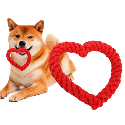 Heart-Shaped Cotton Rope Chew Toy – Durable & Fun for Dogs & Cats