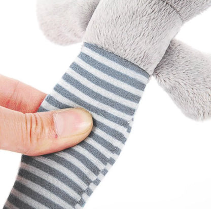 3-Pack Striped Plush Dog Toys – Squeaky Elephant, Duck & Pig for Puppies