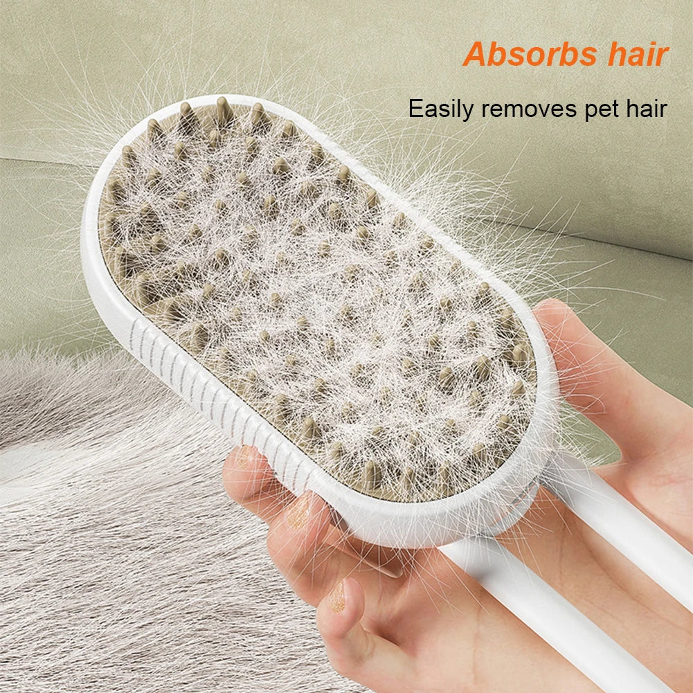 3-in-1 Pet Steam Grooming Brush – Spray, Massage & Hair Removal Comb for Cats & Dogs