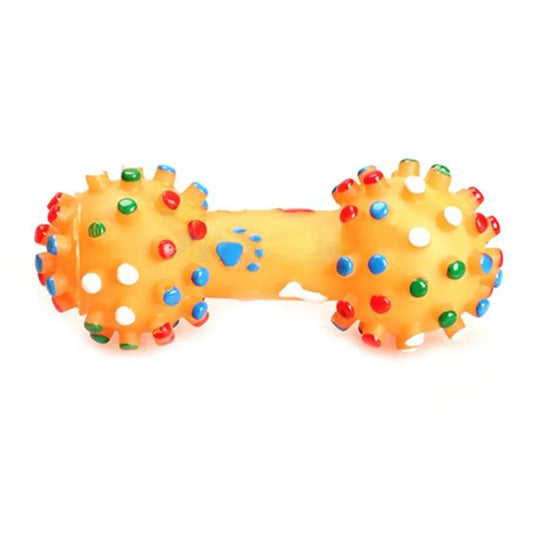 Durable Pet Chew Toy – Small, Soft Rubber Bone with Fun Dots