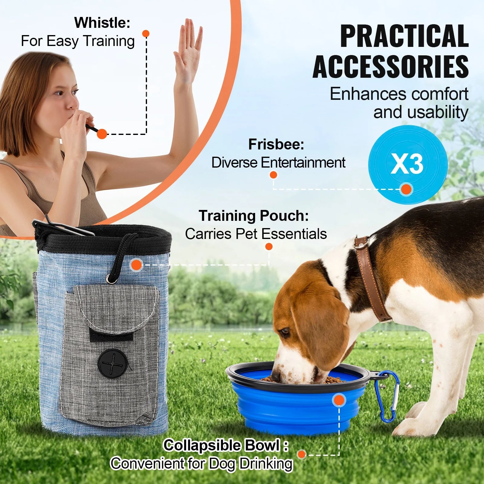 Dog Agility Training Equipment 7 PCS Set Upgrade W/ Hurdles 2 Tunnels Ring