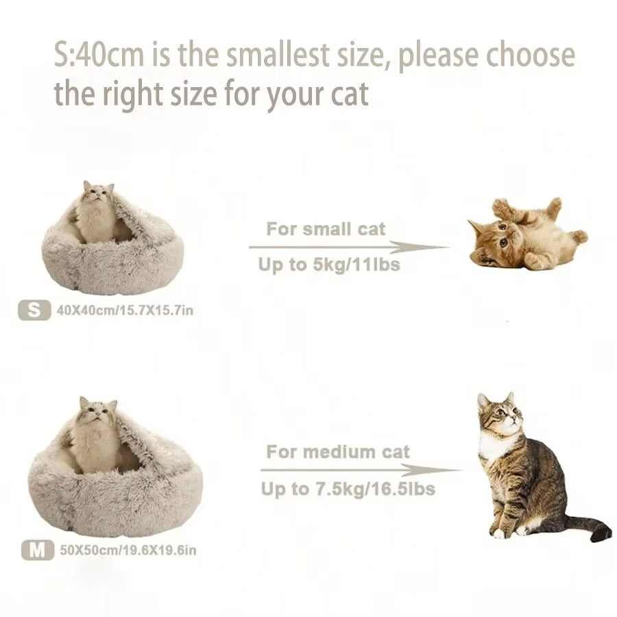 Plush Hooded Pet Bed For Dogs & Cats