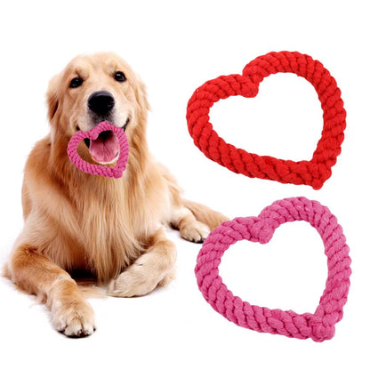 Heart-Shaped Cotton Rope Chew Toy – Durable & Fun for Dogs & Cats
