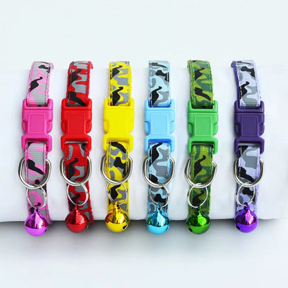 Camouflage Pet Collar – Adjustable Neck Strap with Bell for Dogs & Cats