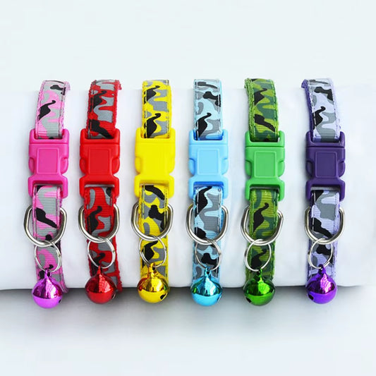 Camouflage Pet Collar – Adjustable Neck Strap with Bell for Dogs & Cats