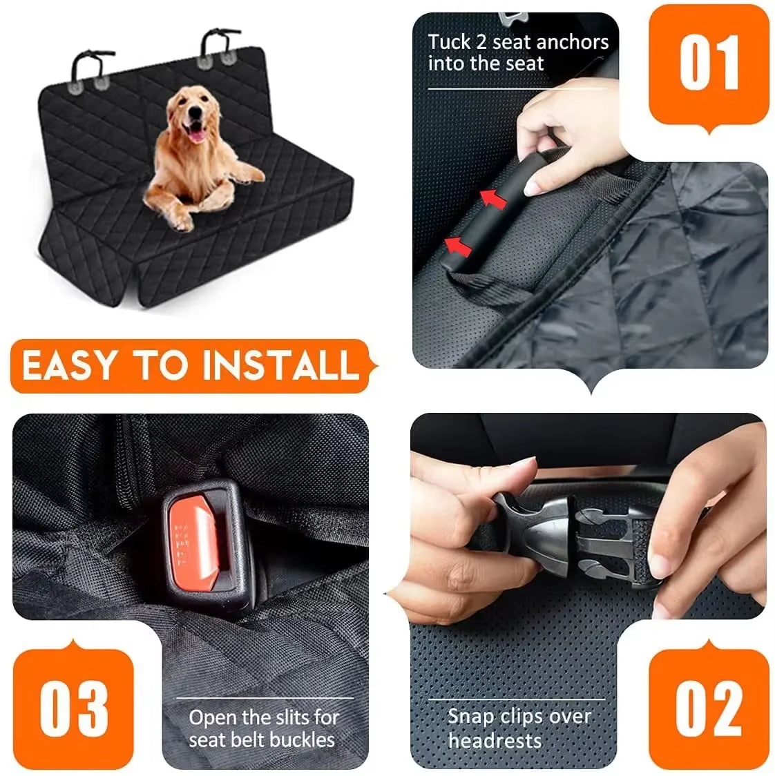 Durable Pet Car Seat Protector – Waterproof & Easy-to-Clean Rear Cover