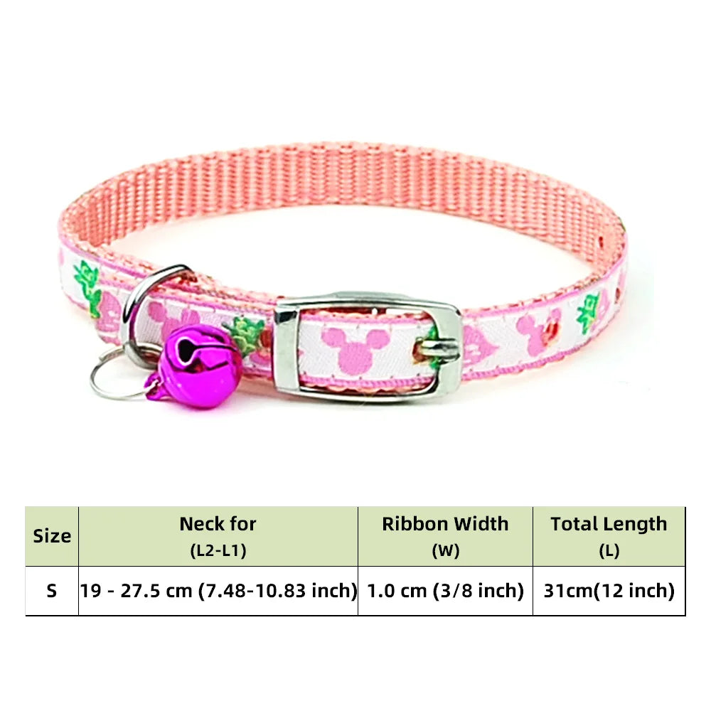 Adjustable Nylon Dog Collar – Embroidered Waistband Style with Bell for Dogs & Cats