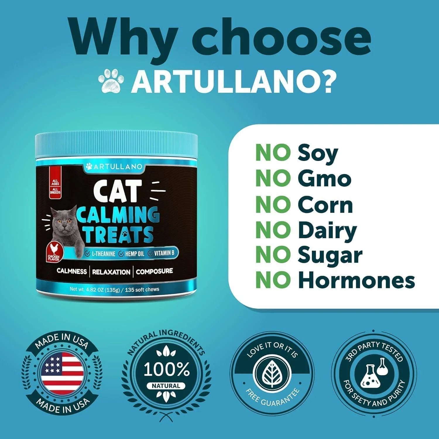 Hemp Calming Treats for Cats & Kittens – Stress & Anxiety Relief with Melatonin
