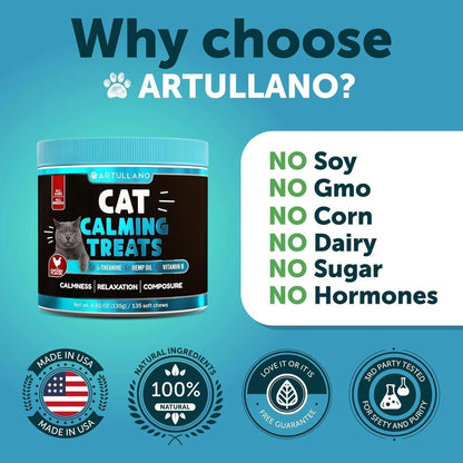 Hemp Calming Treats for Cats & Kittens – Stress & Anxiety Relief with Melatonin