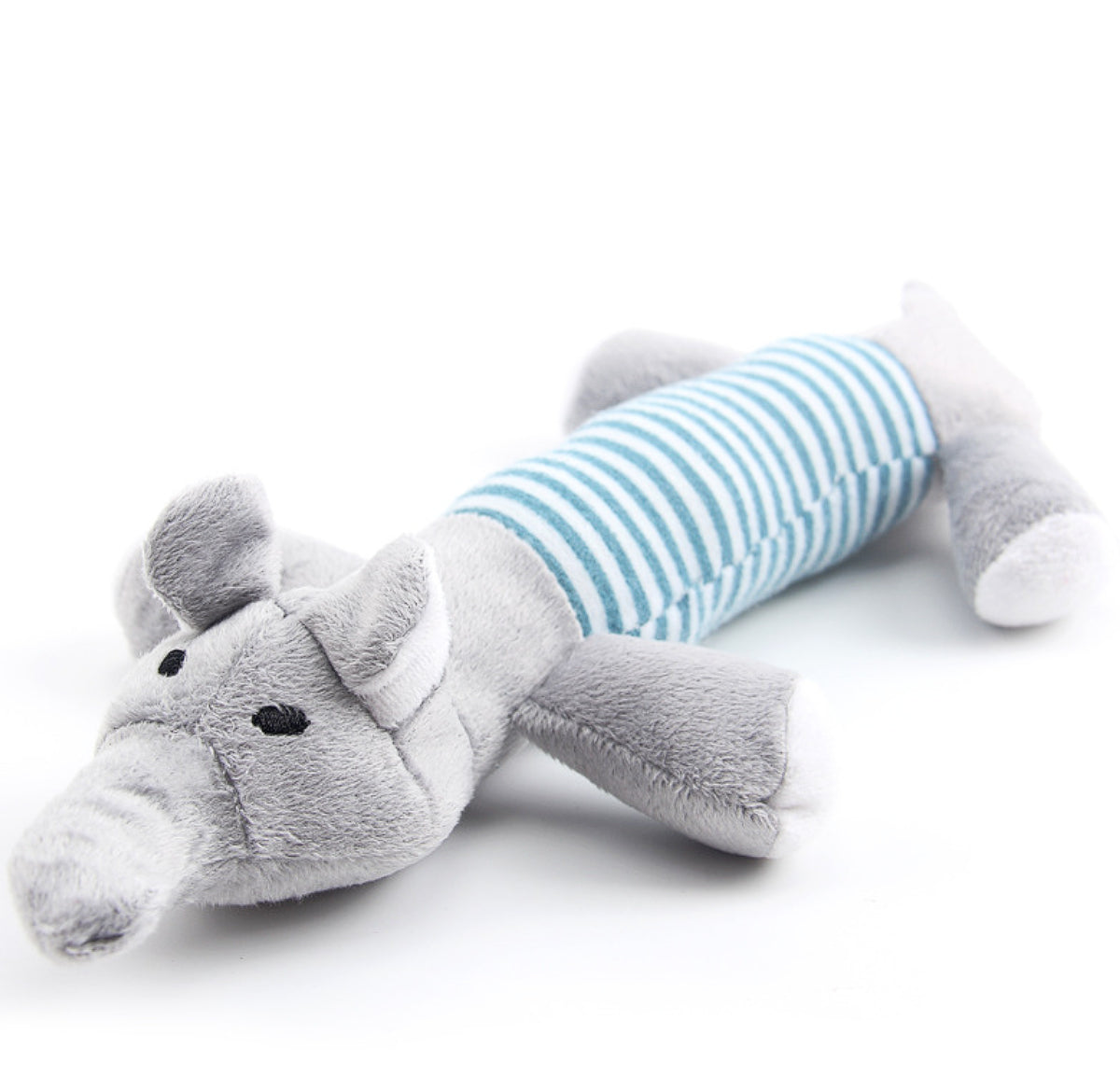 3-Pack Striped Plush Dog Toys – Squeaky Elephant, Duck & Pig for Puppies