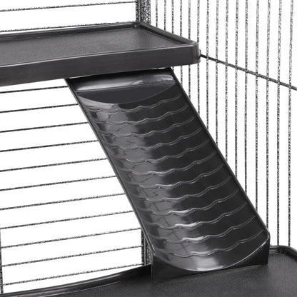 52''H Small Animals Rolling Cage 6 Levels 3 Front Doors Pet Bowl Water Bottle, Black