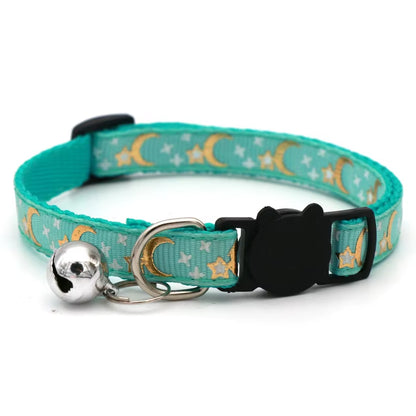 Adjustable Starry Moon Collar With Safety Bell For Dogs & Cats