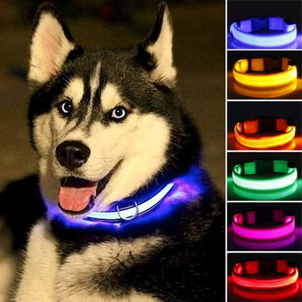 LED Light Pet Collar – Flashing Night Safety Reflective Harness for Dogs & Cats