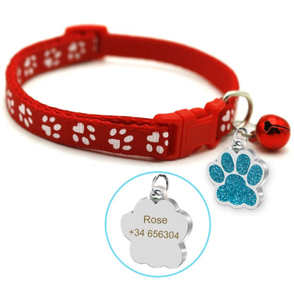 Custom Dog Collar with Name Tag & Bell – Personalized Pet ID Pendant