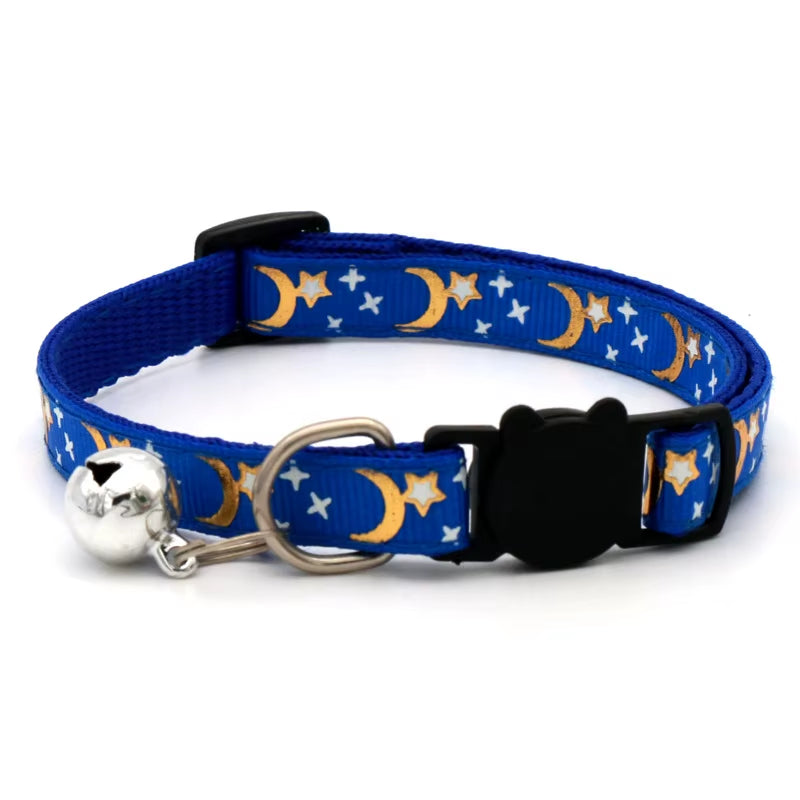 Adjustable Starry Moon Collar With Safety Bell For Dogs & Cats