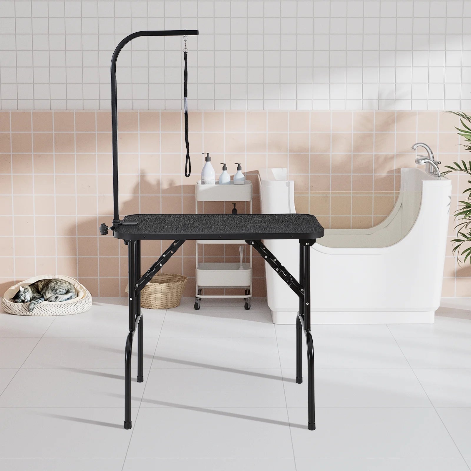 Foldable 32” Grooming Table Arm – Adjustable Height Clamp for Dogs & Cats