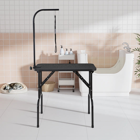 Foldable 32” Grooming Table Arm – Adjustable Height Clamp for Dogs & Cats