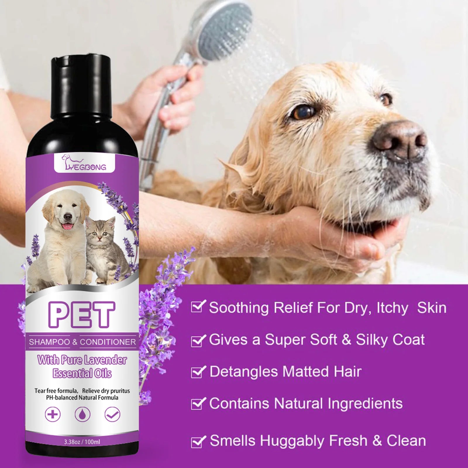 Soothing Dog Shampoo – PH-Balanced Flea Treatment & Hair Softening Wash
