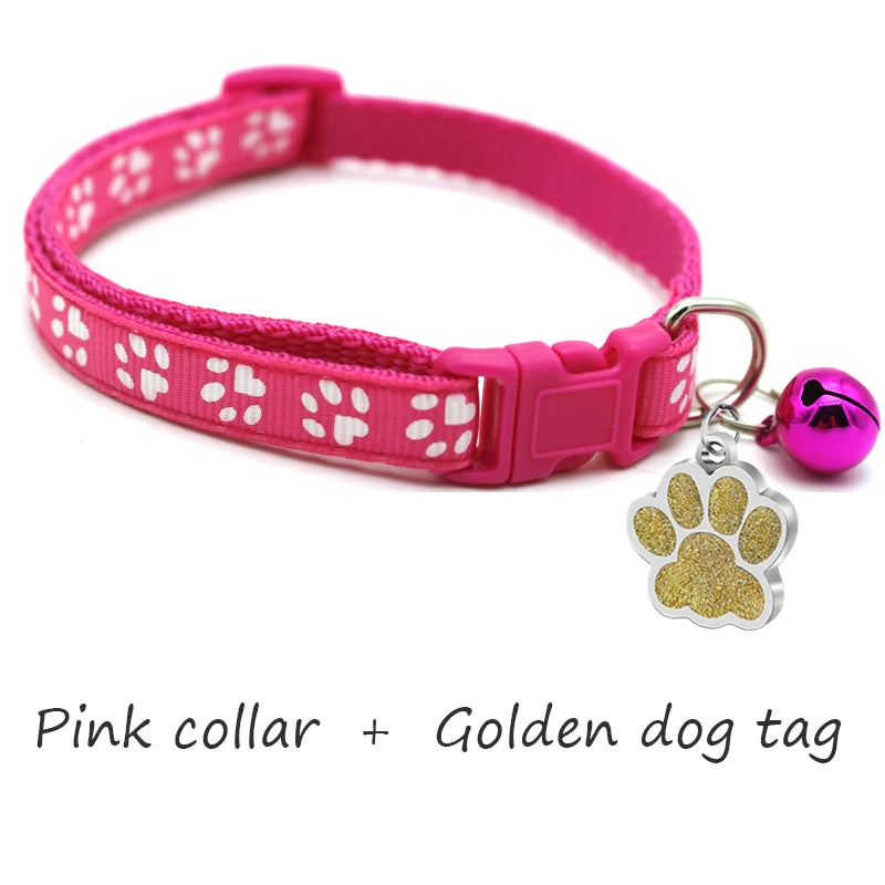 Custom Dog Collar with Name Tag & Bell – Personalized Pet ID Pendant