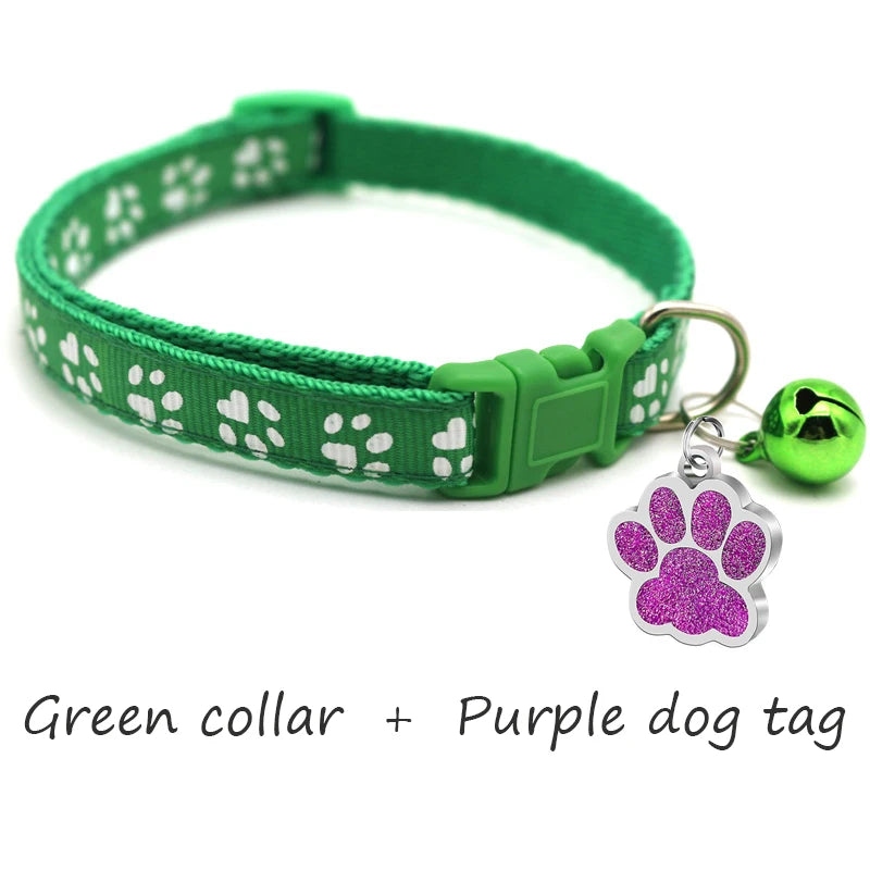 Custom Dog Collar with Name Tag & Bell – Personalized Pet ID Pendant
