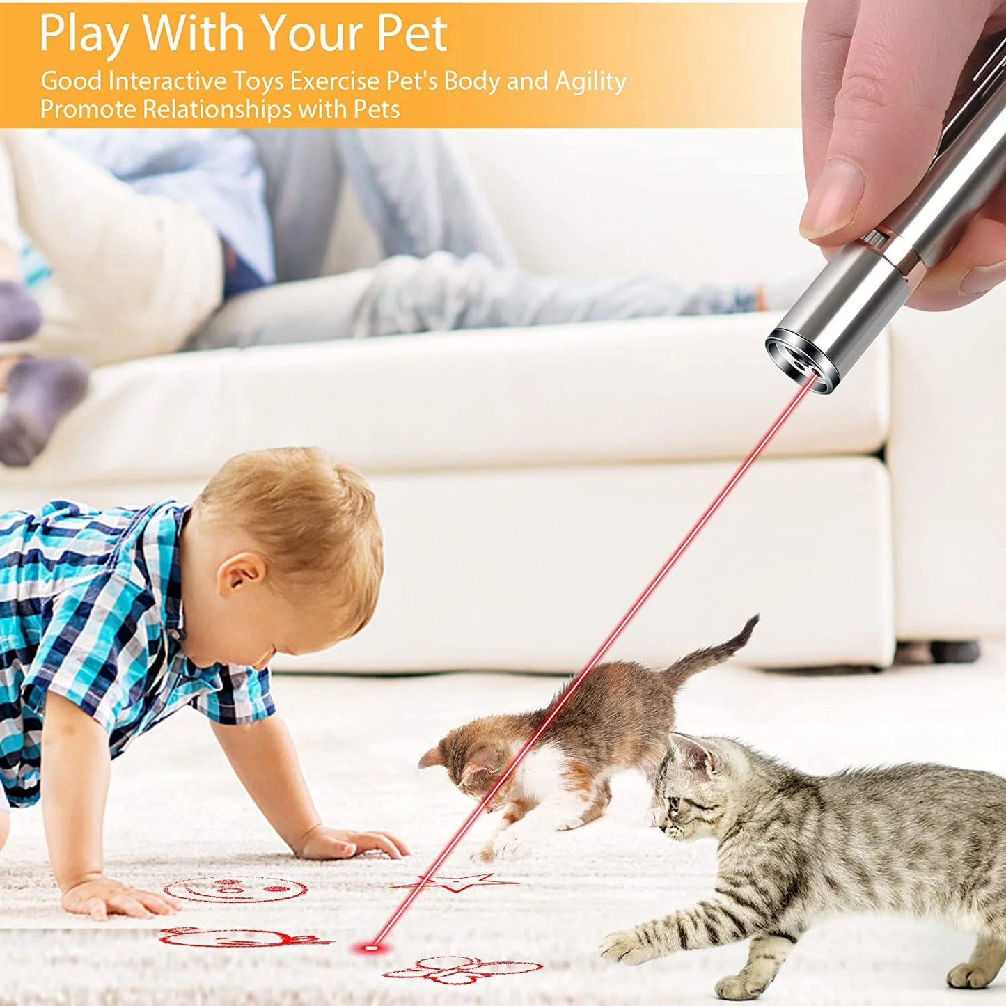 Rechargeable Cat Laser Pointer – Interactive Mouse Toy for Kittens & Dogs