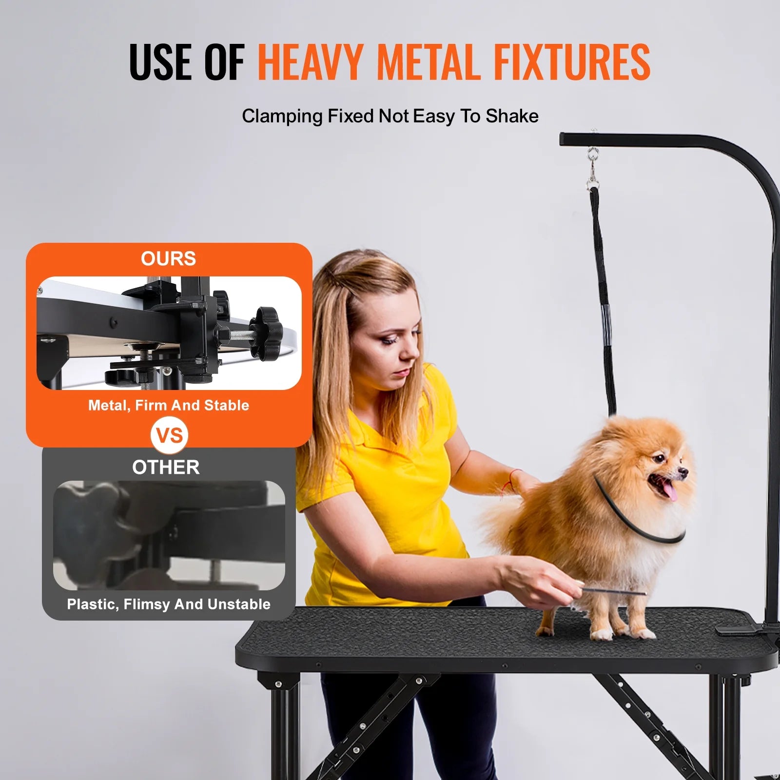 Foldable 32” Grooming Table Arm – Adjustable Height Clamp for Dogs & Cats