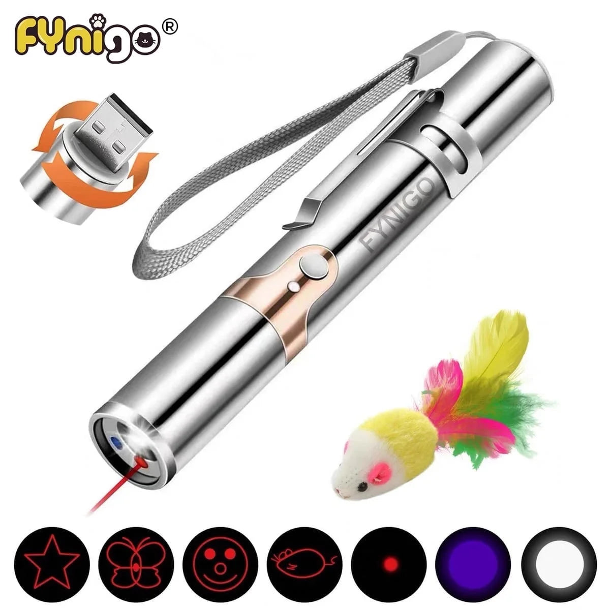 Rechargeable Cat Laser Pointer – Interactive Mouse Toy for Kittens & Dogs