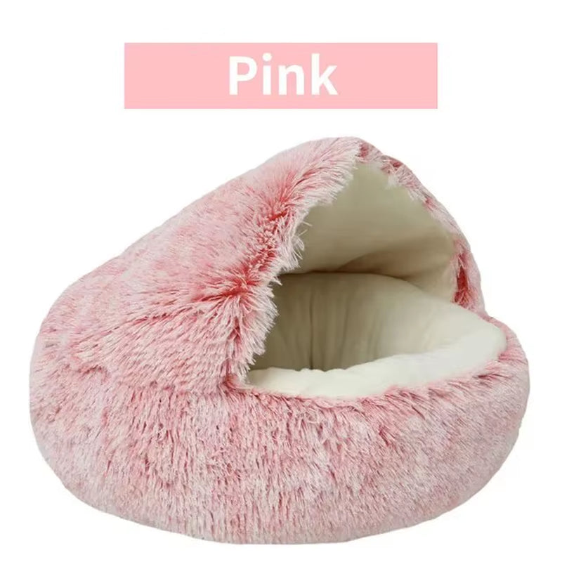 Plush Hooded Pet Bed For Dogs & Cats
