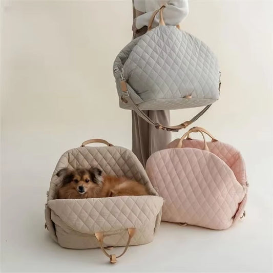 Premium Luxury Dog Carrier Handbag – Portable Travel Bed & Car Seat for Small Pets