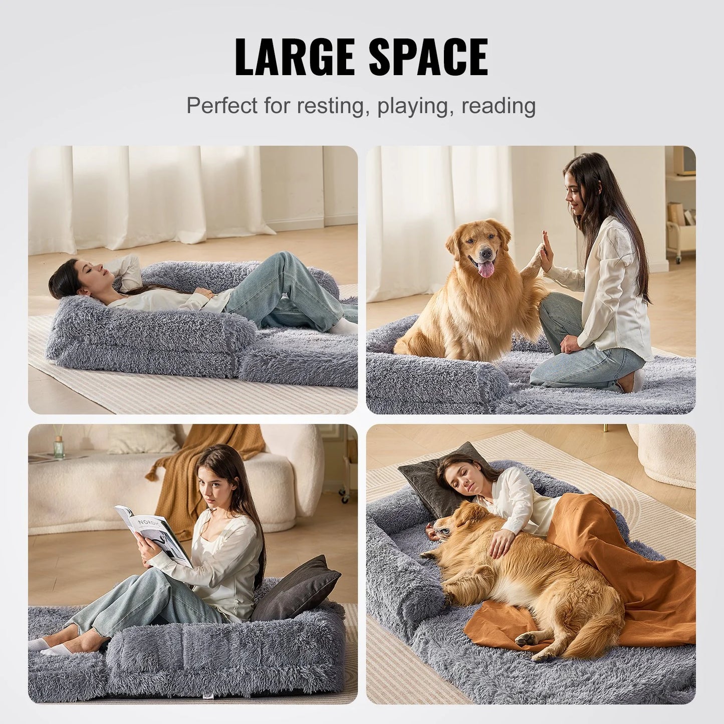 VEVOR Large Human Size Dog Bed 72 X48X10 Inches, Machine Washable 