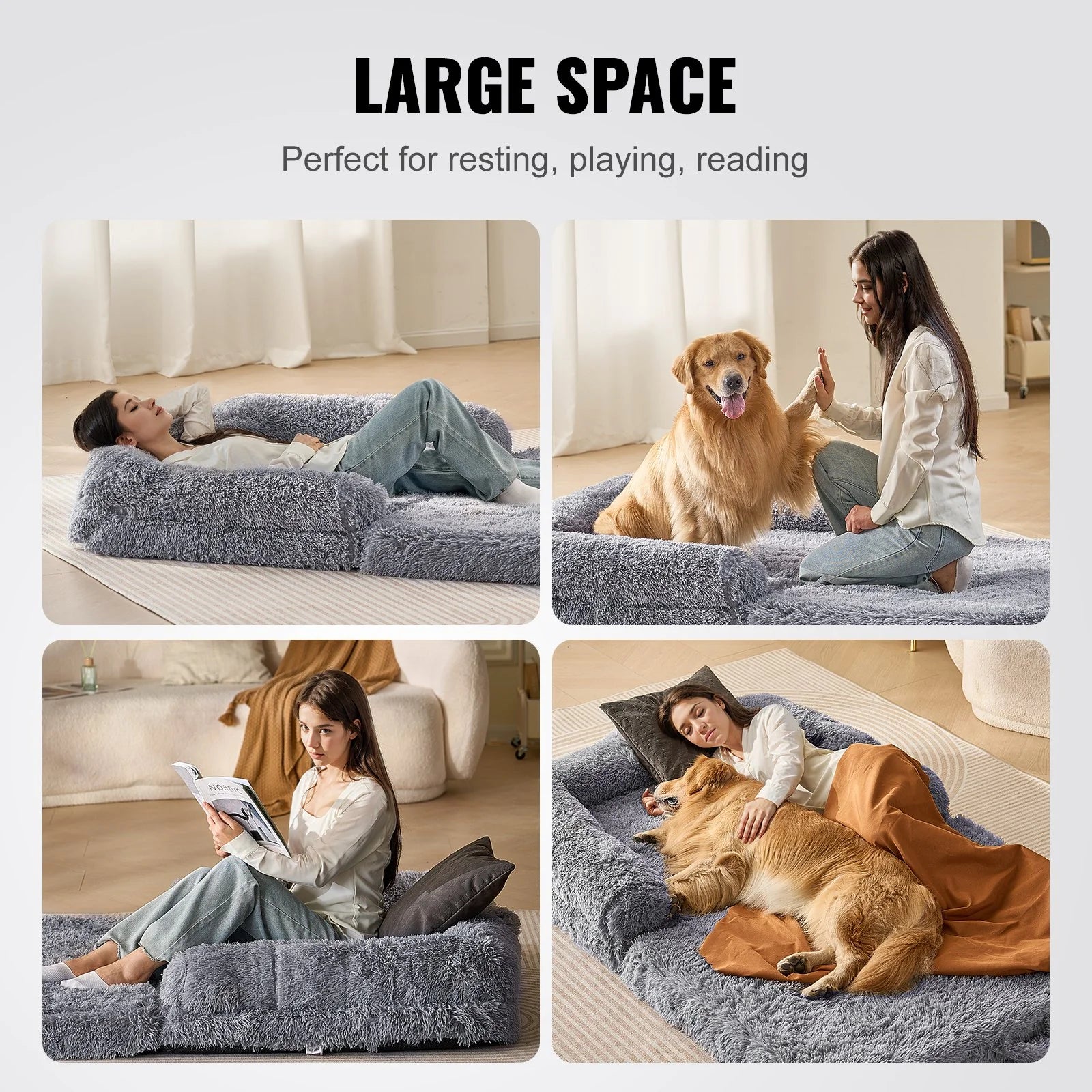 VEVOR Large Human Size Dog Bed 72 X48X10 Inches, Machine Washable 