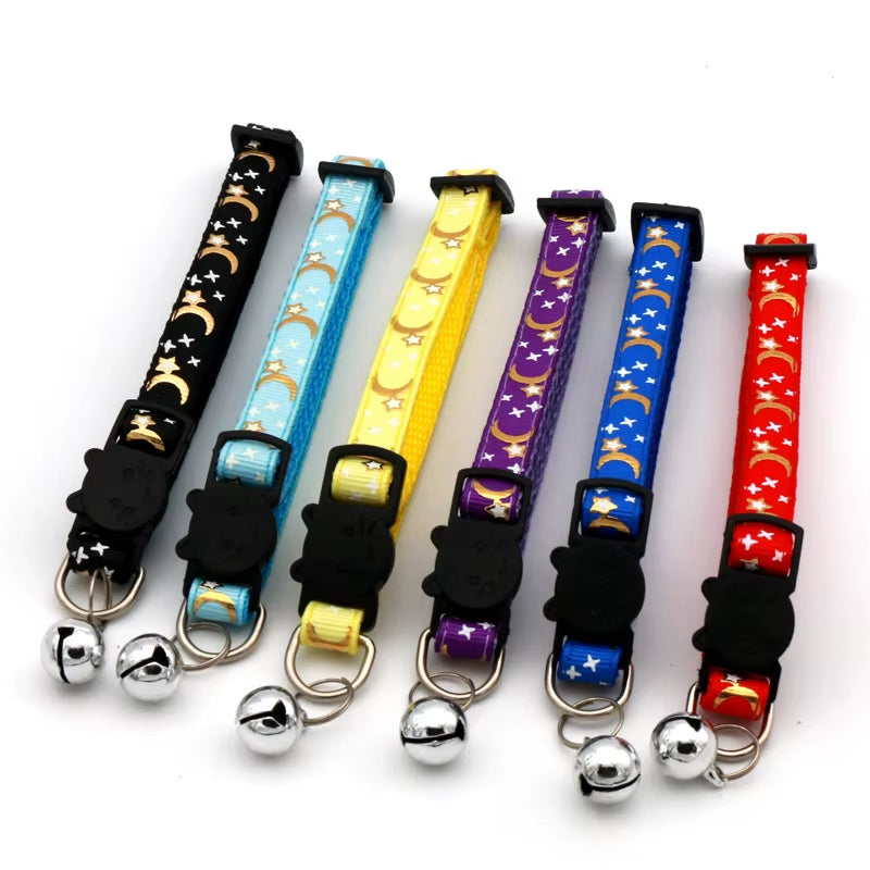 Adjustable Starry Moon Collar With Safety Bell For Dogs & Cats