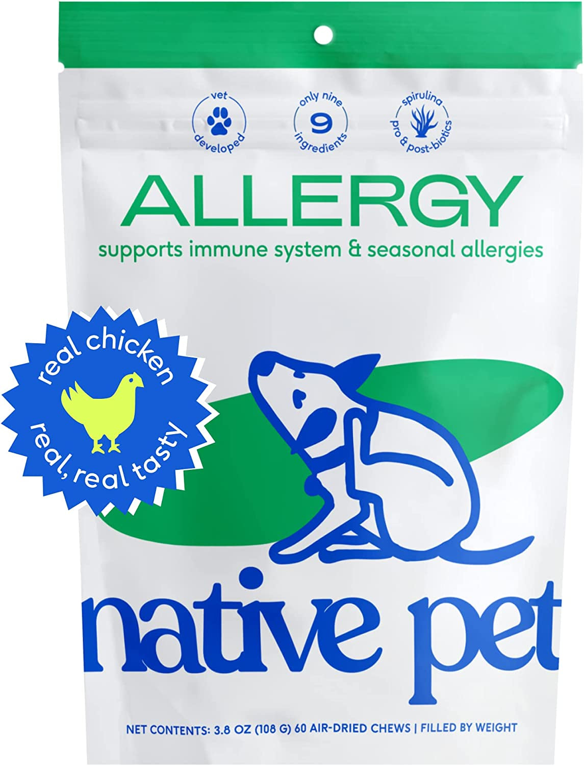 Native Pet Allergy Chews for Dogs | Natural Skin Allergy Relief - 30 Chews