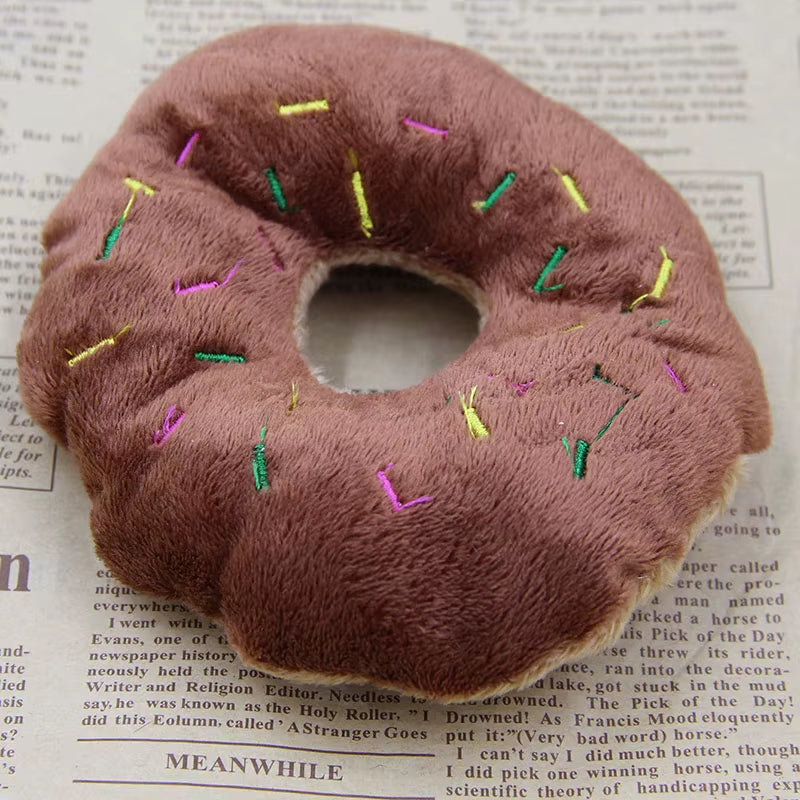Plush Cotton Donut Chew Toy – Soft & Squeaky Fun for Puppies & Cats