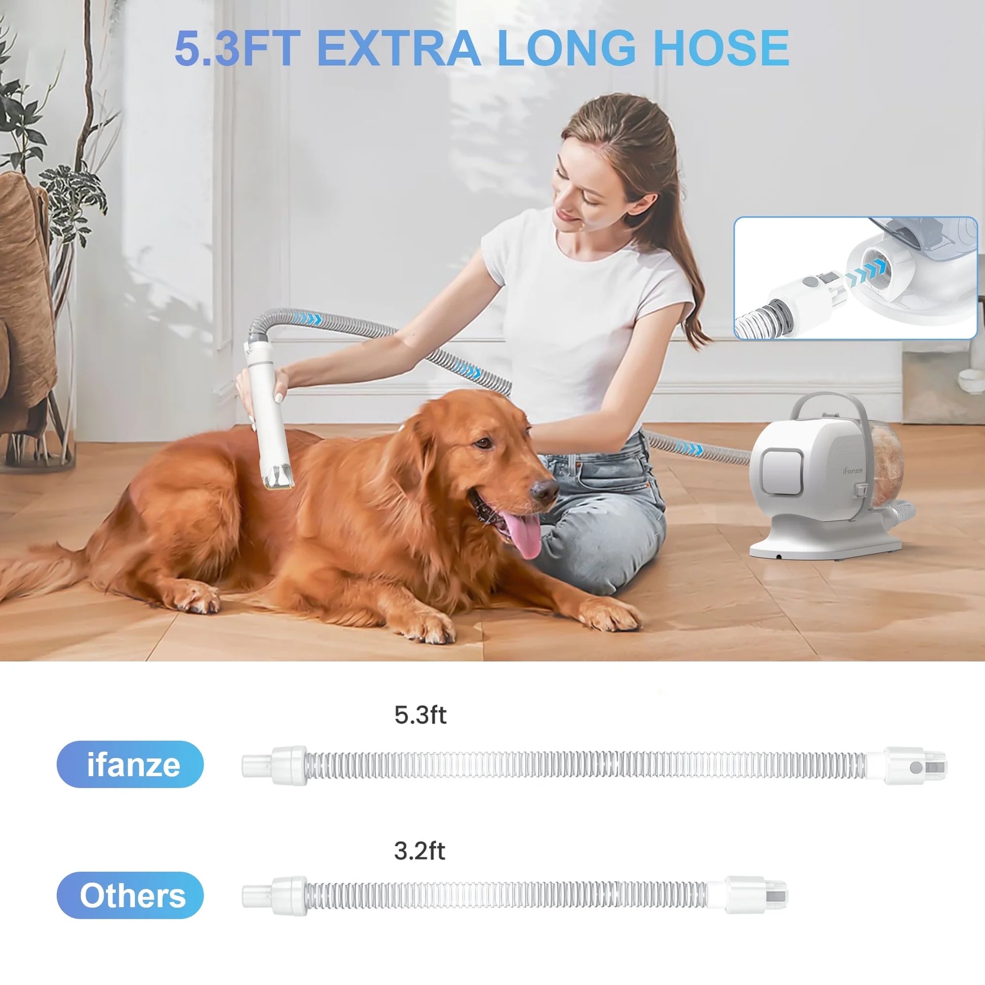 14Kpa Pet Grooming Vacuum – 2.5L Suction with 5 Grooming Tools & Clippers