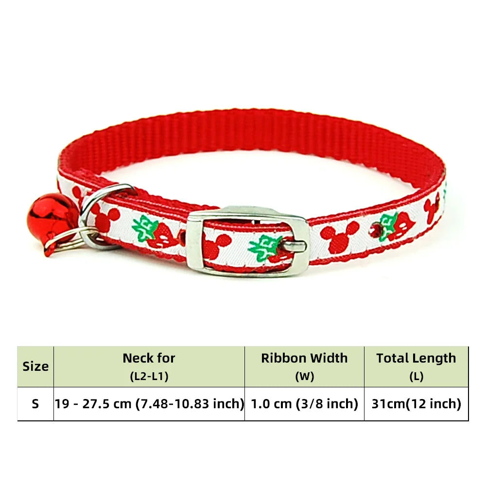 Adjustable Nylon Dog Collar – Embroidered Waistband Style with Bell for Dogs & Cats