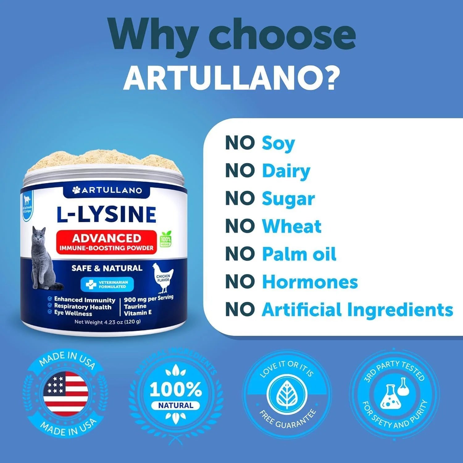 L-Lysine Powder for Cats – 900mg Immune Support Supplement