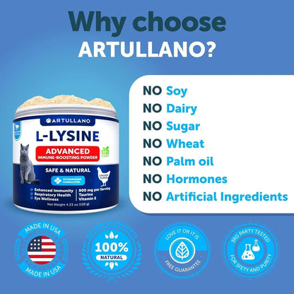 L-Lysine Powder for Cats – 900mg Immune Support Supplement