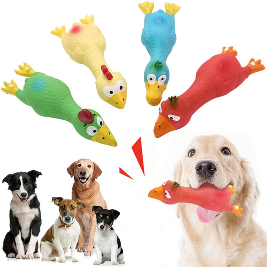 Chew-Resistant Squeaky Dog Toy – Fun & Engaging Rubber Chicken for Pets