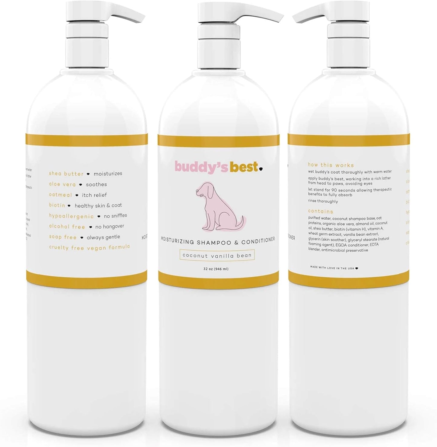 Oatmeal Dog Shampoo & Conditioner – 946ml Gentle Formula for Dry, Sensitive Skin