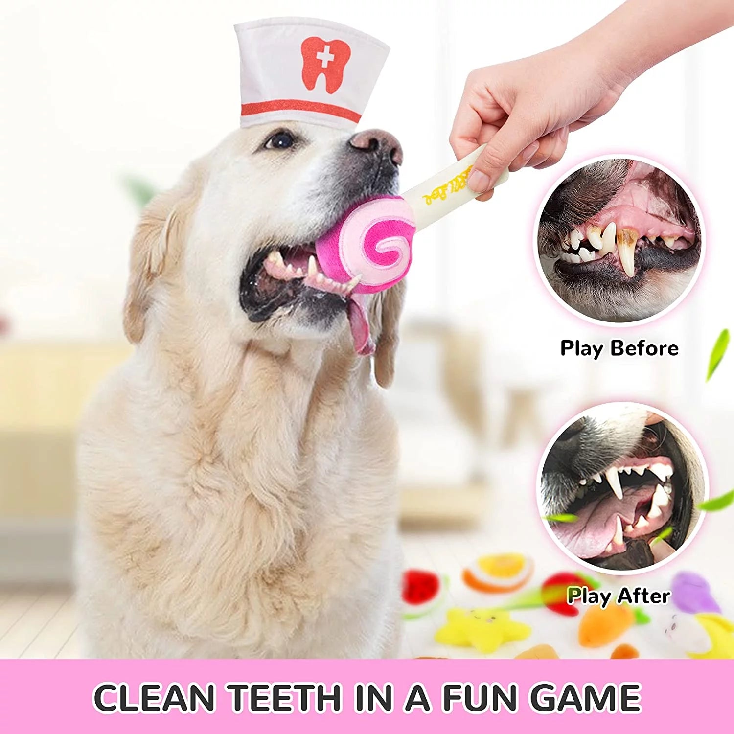 14-Pack Squeaky Pet Toy Set – Plush Fruits, Snacks & Veggies for Small & Medium Pets