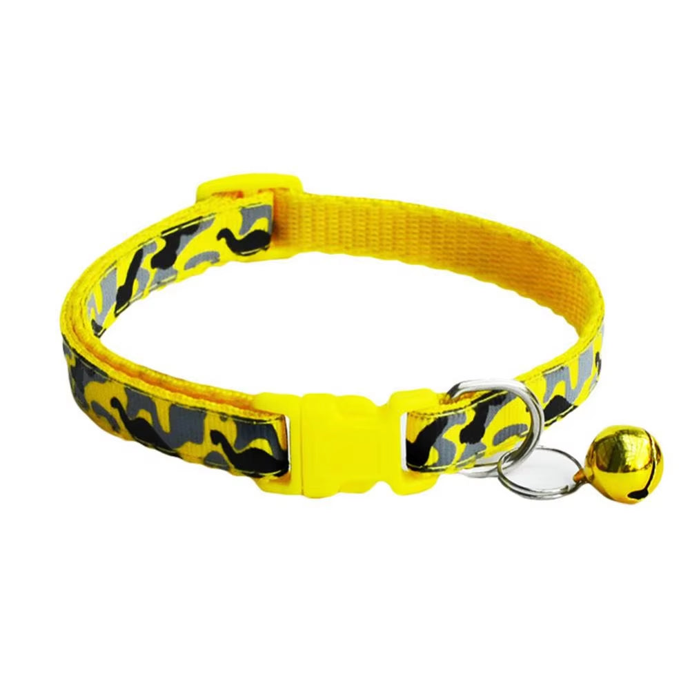 Camouflage Pet Collar – Adjustable Neck Strap with Bell for Dogs & Cats