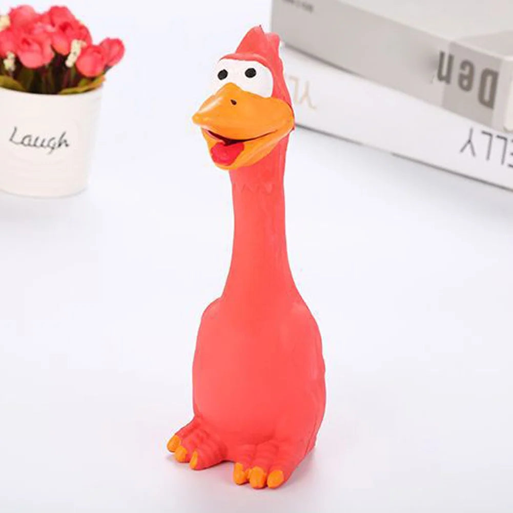Cartoon Chicken Chew Toy – Bright Blue Squeaky Fun for Dogs