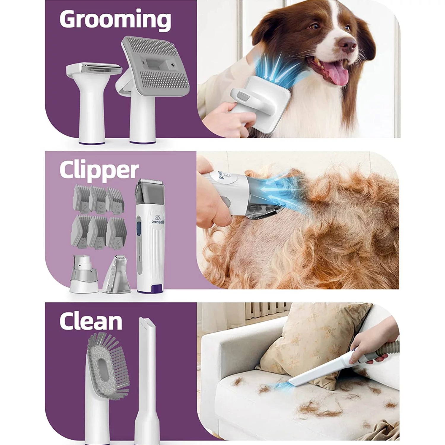 7-in-1 Quiet Pet Grooming Vacuum – Multi Function Hair & Home Cleaning for Dogs & Cats
