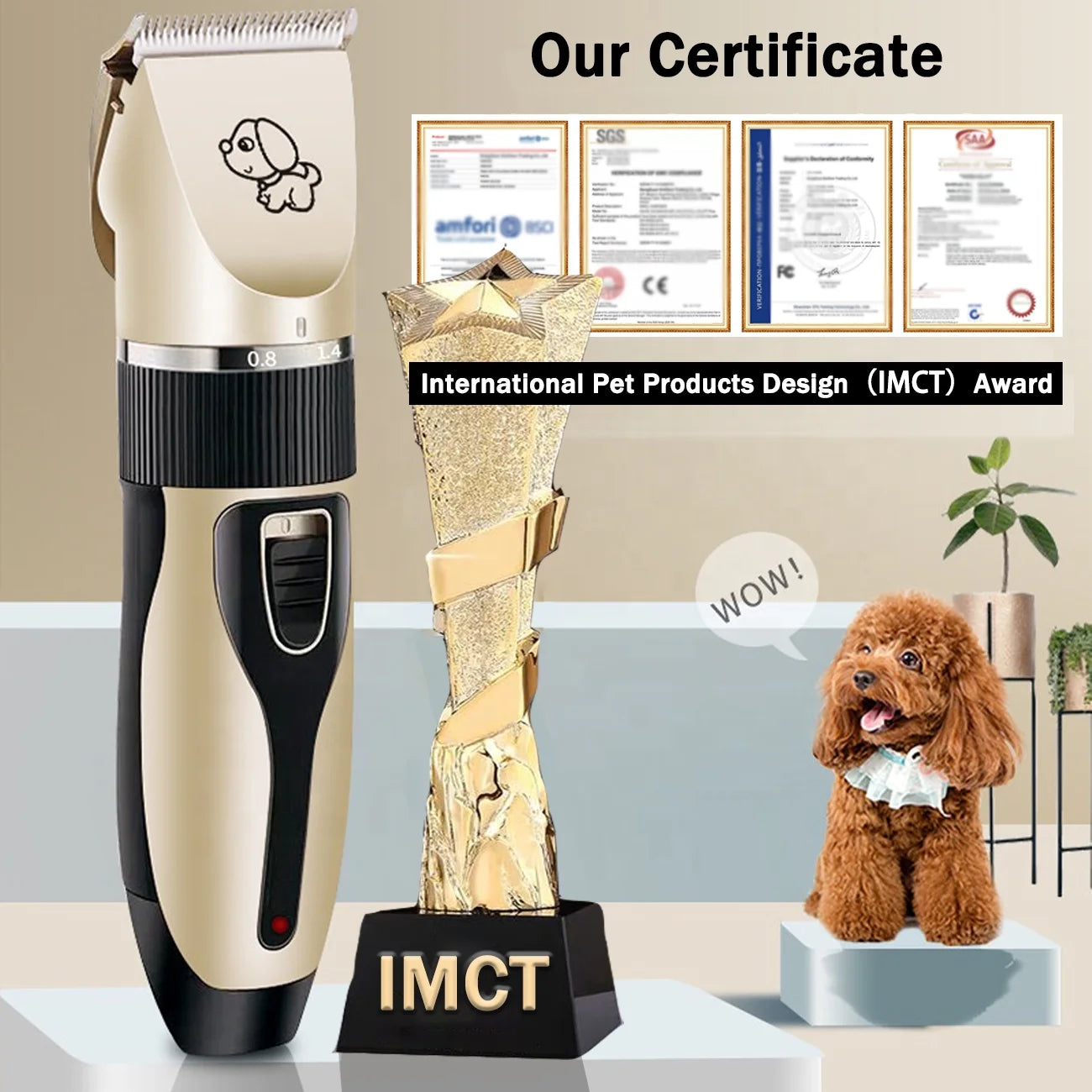 Dog Clippers for Grooming Set 11 PCS ， Low Noise Professional , Rechargeable Cordless Quiet Dog Grooming Kit for Dogs Cats Pets