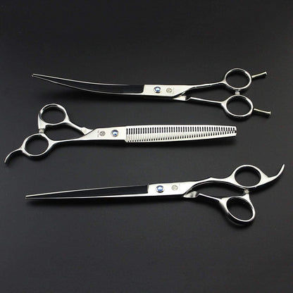 8 Inch Dog Hair Cutting, Curved and Thinning Scissor Shears Pet Grooming Tool Kit