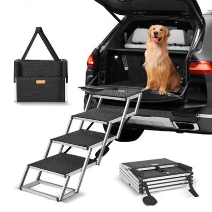 Sturdy Aluminum 4-Step Folding Dog Steps - Loads up to 150 Lbs